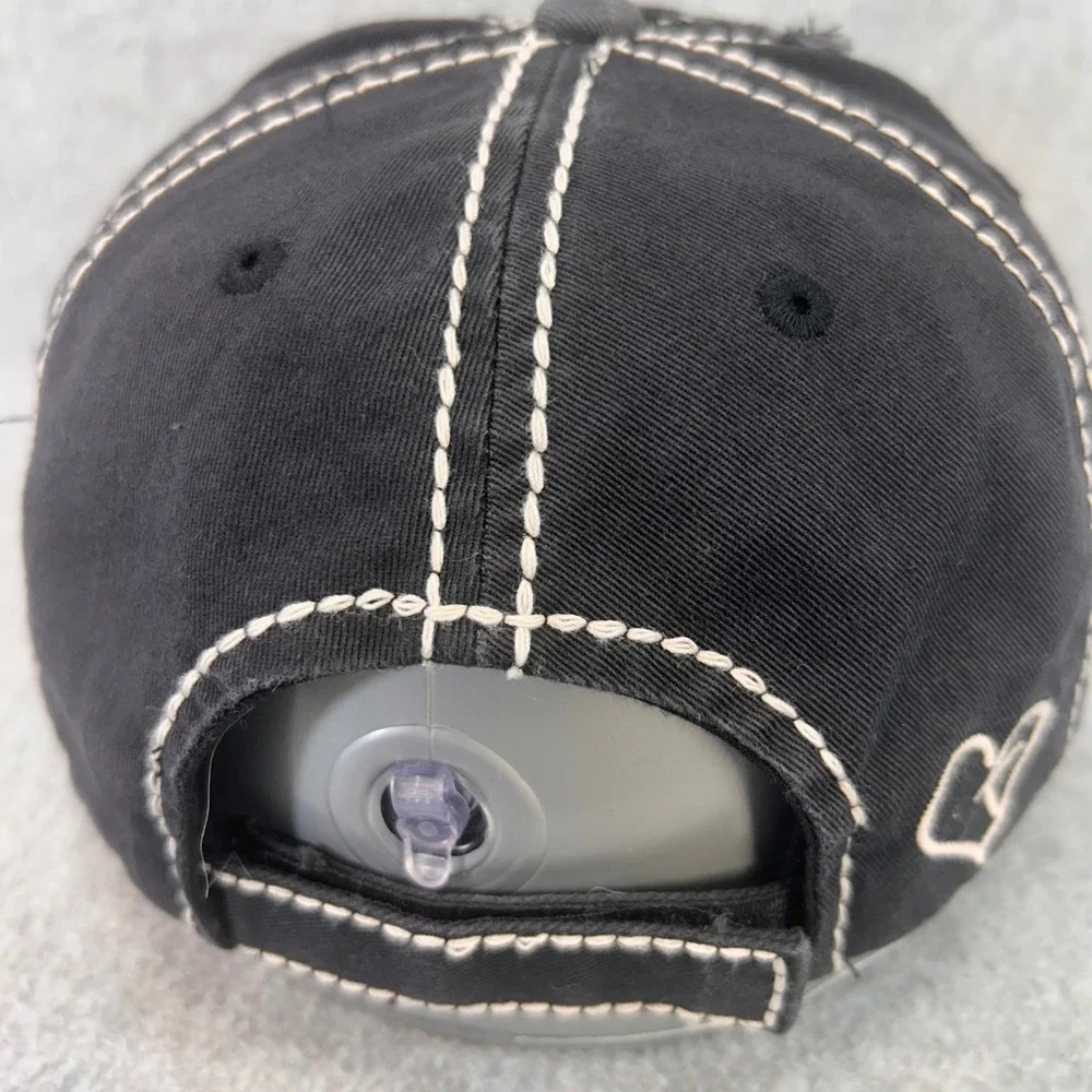 Blessed Leopard Patch Womens Black KBETHOS Vintage Baseball Hat‎ Distressed OSFM